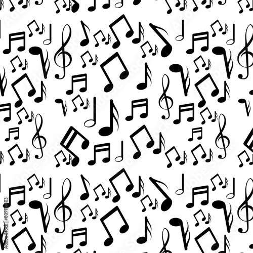 Seamless pattern of musical notes