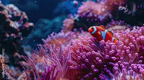 Enchanted Dance: Clown Fish Swirling in Sea Anemones Grace