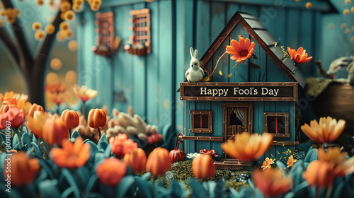 Whimsical and festive April Fool's design celebrating 