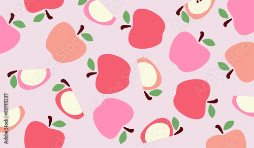 Cute apple fruits pattern background vector design