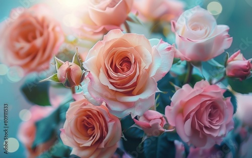 Glowing Blossoms: A Cluster of Pink Roses