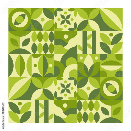 geometric graphic and green pattren