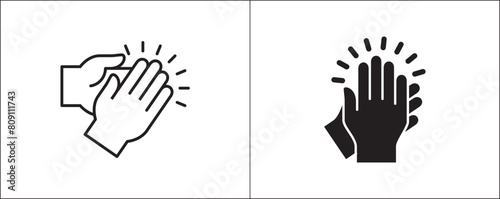 Hand clapping symbol. Hand clapping icon. Applaud icon symbol of ovation, respect, praise, cheer, and tribute. Hands gesture. Simple design in flat and outline style.