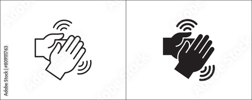 Hand clapping symbol. Applaud icon symbol of ovation, respect, praise, cheer, and tribute. Hand clapping icon. Hands gesture. Simple design in flat and outline style.