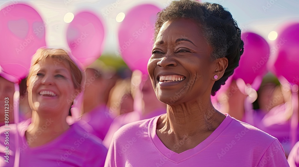 Women taking part in Breast cancer awareness rally Women taking part in Breast cancer awareness rally