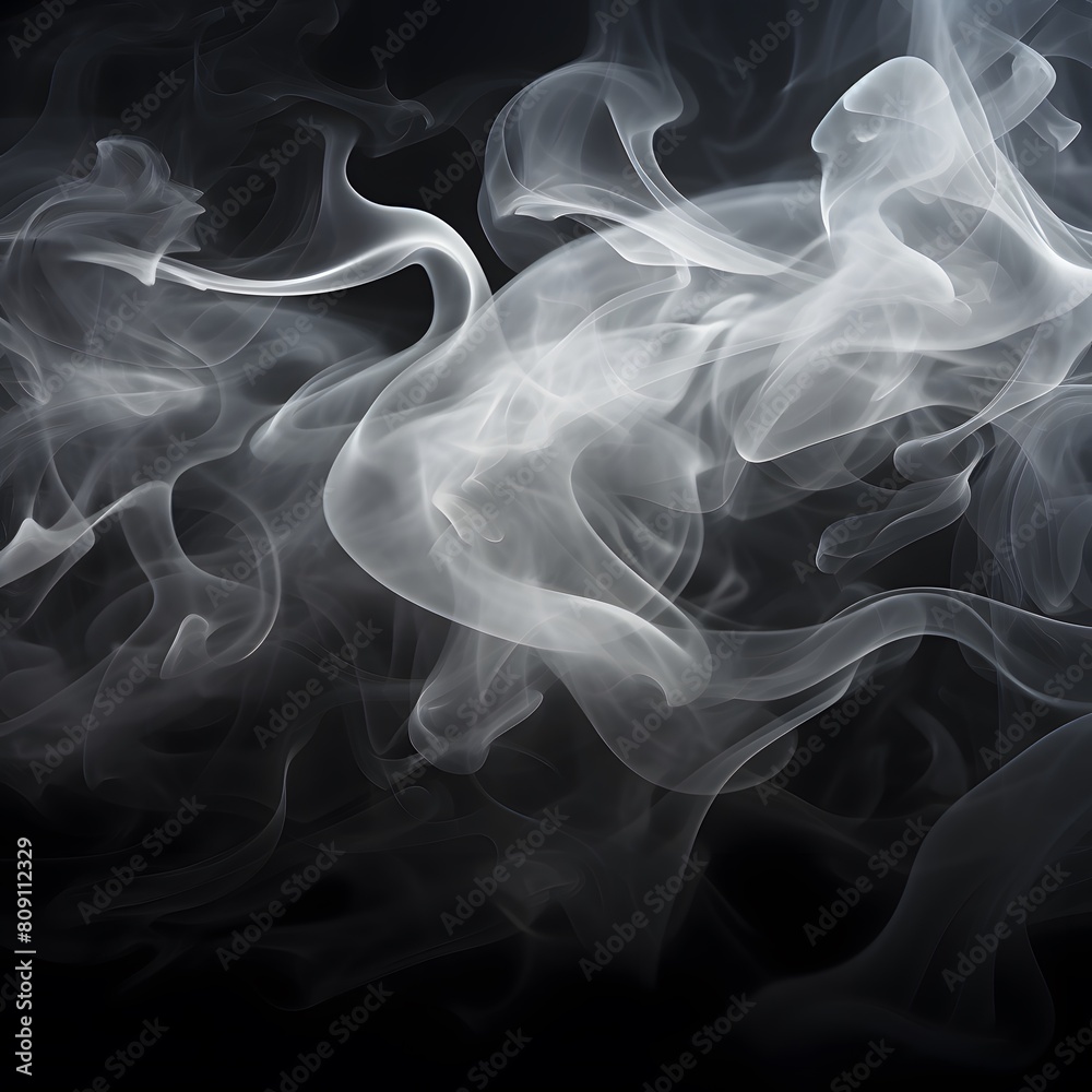 White smoke on black background. Generative AI. White smoke on black background. Generative AI.