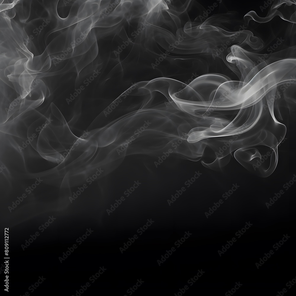 Fototapeta premium White smoke on black background. Generative AI.