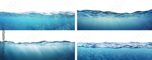 Set of serene underwater seascapes, cut out