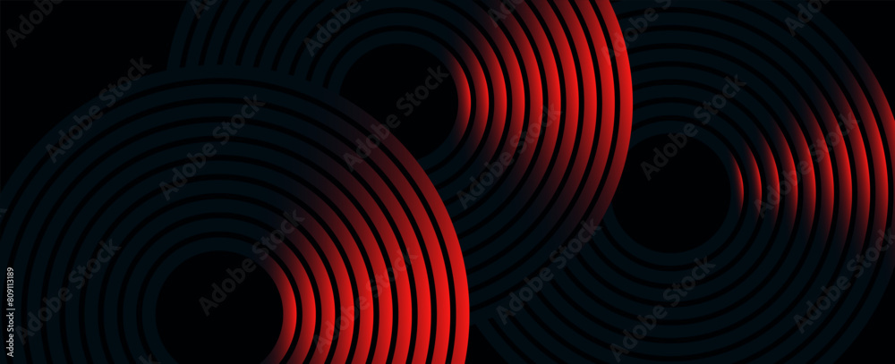 3D black abstract background with red sunlight effect. Modern rounded diagonal lines. Trendy geometric elements. Futuristic technology concept. Vector 3D black abstract background with red sunlight effect. Modern rounded diagonal lines. Trendy geometric elements. Futuristic technology concept. Vector