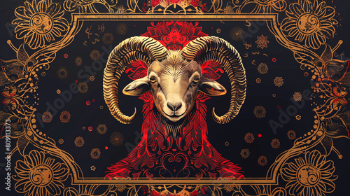 Eid ul Azha Mubarak card adorned with a beautiful goat.