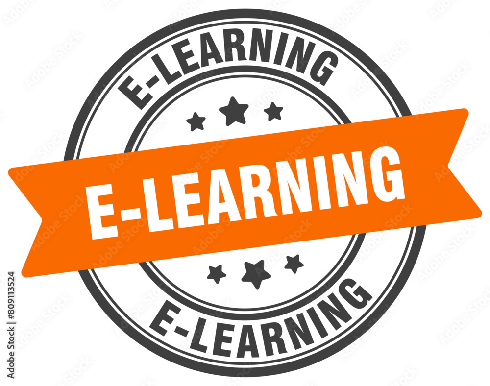 Fototapeta premium e-learning stamp. e-learning label on transparent background. round sign