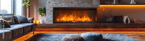 Cozy Modern Electric Fireplace Showcased in Inviting Living Room Setting with Minimalist Design Elements