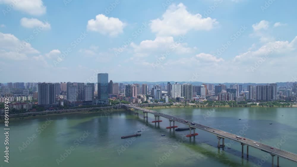 Aerial photography of Zhuzhou Bridge in China