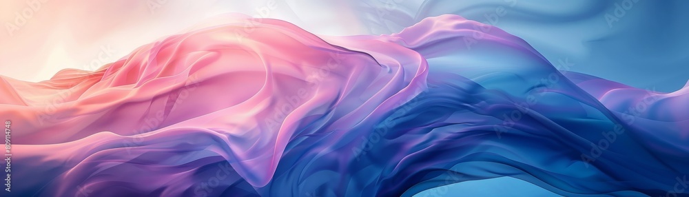 Obraz premium Abstract blue body with white to dark pink gradients embodying life's chaos. Ideal minimalist desktop wallpaper, evoking rage and chaos through negative space.