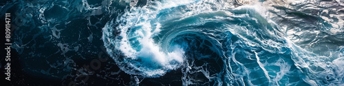 Aerial View of a Swirling Ocean Eddy in Deep Blue Waters