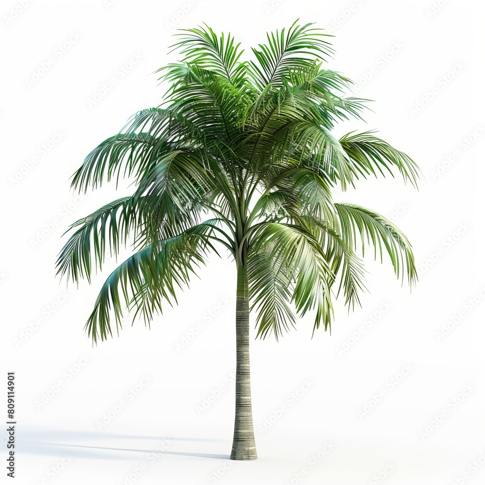 Obraz premium Photo-realistic 3D render of a Royal Palm tree isolated on a white background for architectural use