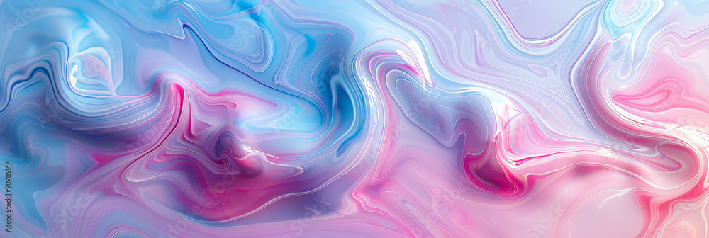 Swirling Pastel Colors in Abstract Marble Design with Blue and Pink Hues
