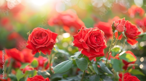 Close-up of vibrant red roses against a soft focus background  showcasing their natural beauty in stunning detail.