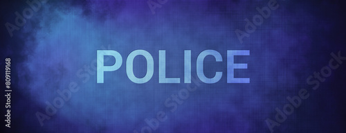 Police isolated on fabric blue banner background abstract