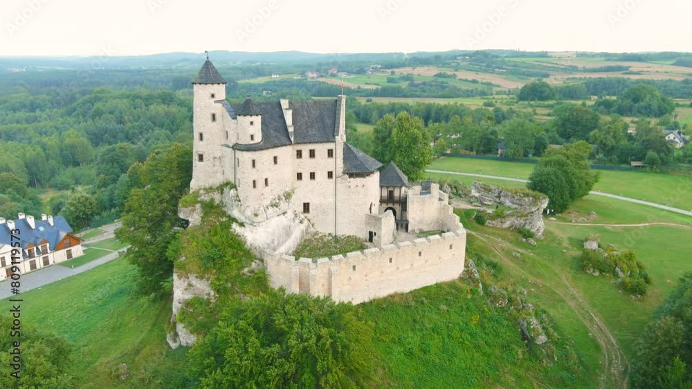Royal medieval Bobolice castle, part of Eagles Nests trail, chain of fortresses in south-western Poland protecting western border. Major tourist spot for castle lovers. Polish Jura region.