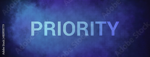 Priority isolated on fabric blue banner background abstract