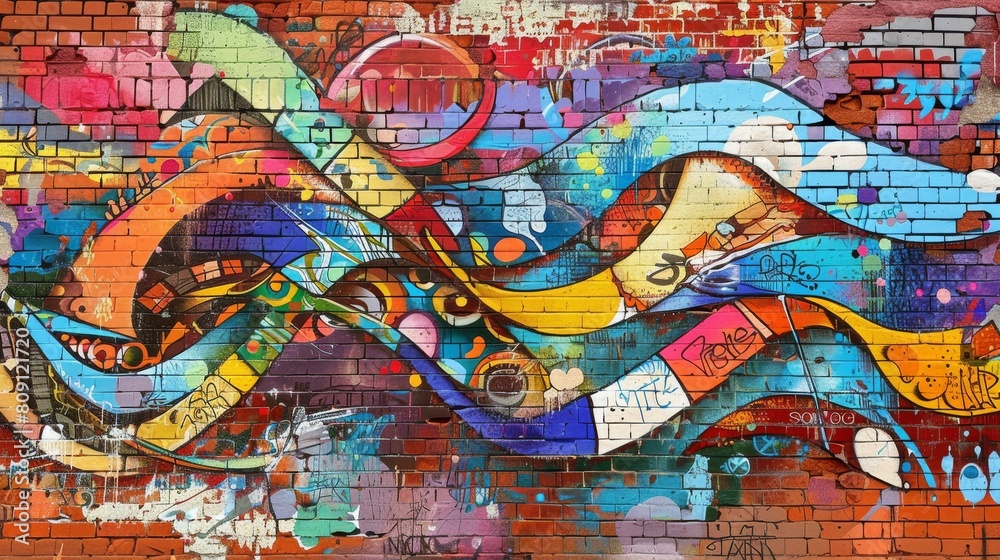 Obraz premium This is an abstract painting. The colors are vibrant and the shapes are fluid. The painting has a sense of energy and movement. It would be a great addition to any home or office.