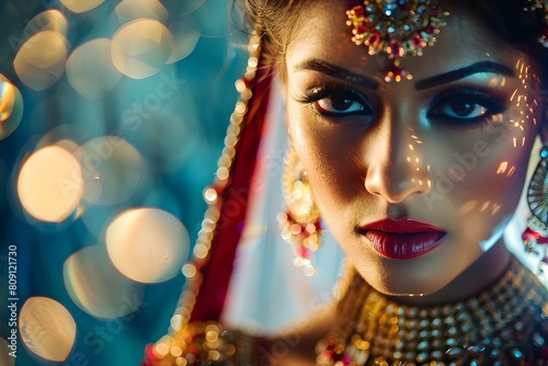 Captivating Maharani Portrait of Asian Fashion Model in Opulent Attire photo