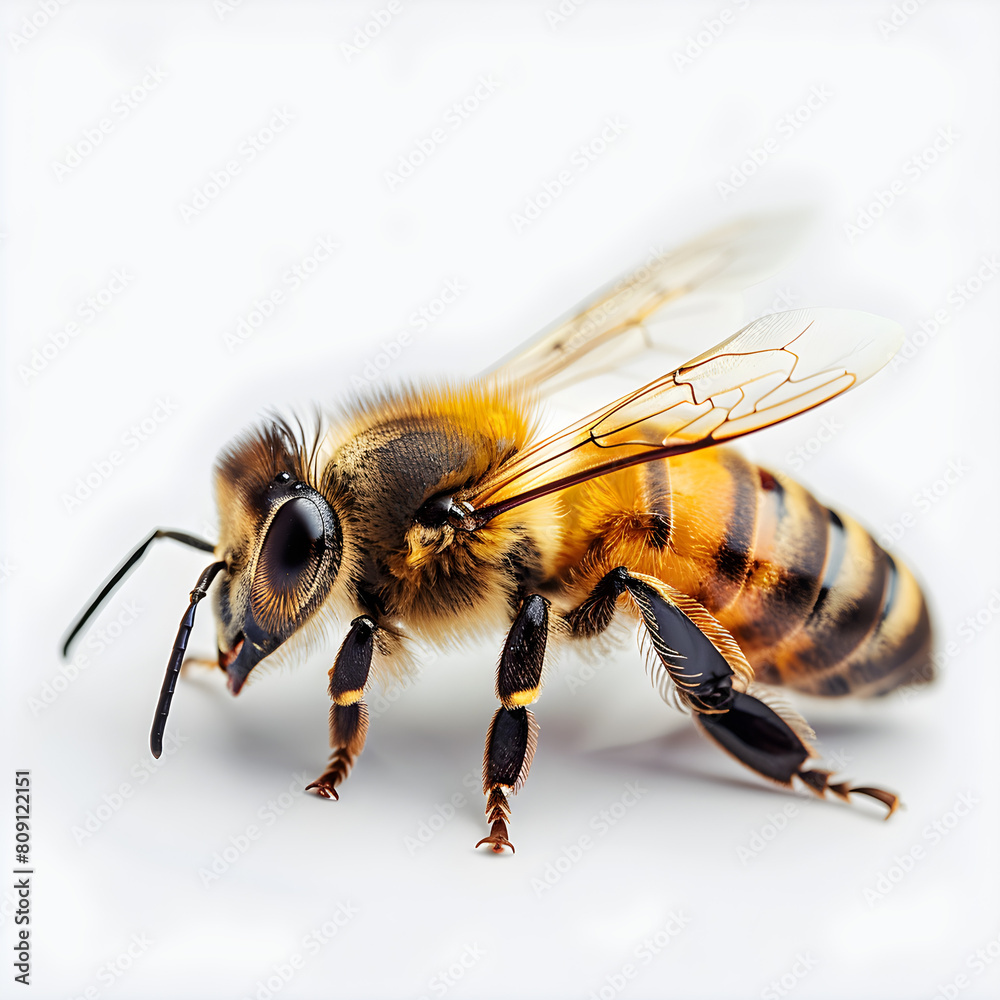 A bee on a white background, suitable for nature, wildlife, and environmental-themed designs and projects. Also great for educational and conservation purposes. A bee on a white background, suitable for nature, wildlife, and environmental-themed designs and projects. Also great for educational and conservation purposes.