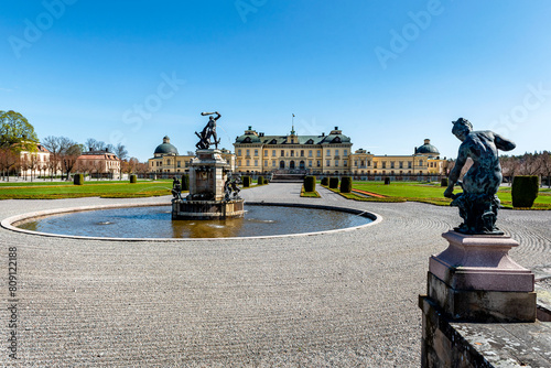 Public Park near Drottningholm Palace in Stockholm, Sweden. Drottningholm Palace is a UNESCO World Heritage site. It is the most well-preserved royal castle built in the 1600s in Sweden. photo