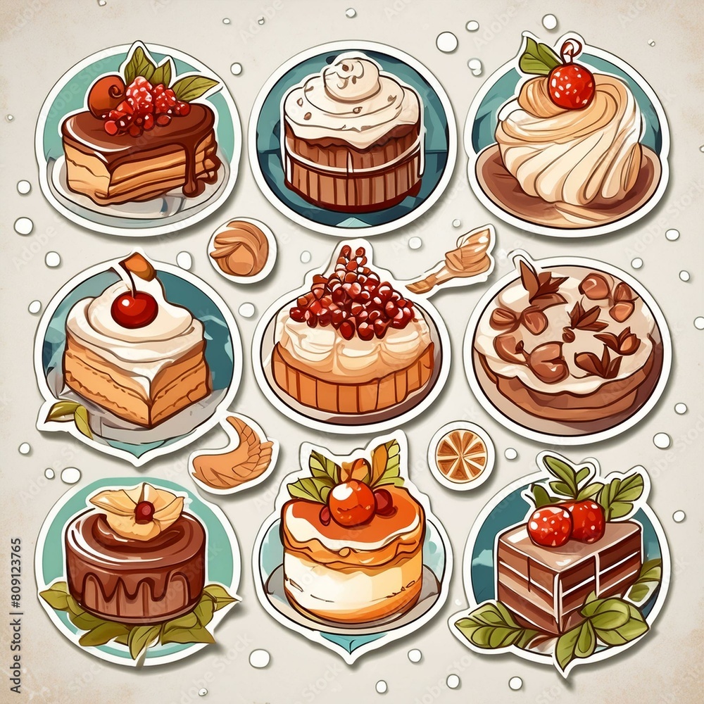 Circular Cakes and Sweets Stickers Circular Cakes and Sweets Stickers