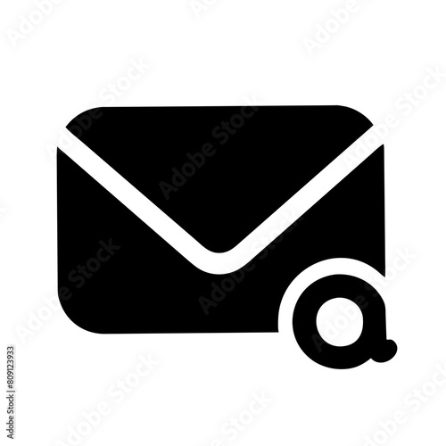 Vector Black and White Envelope Icon for Email or Message, Symbolizing Communication and Information Exchange, isolated on a transparent background