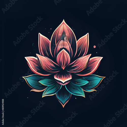 creative simple artistic lotus flower with house logo design set illustration  generate ai