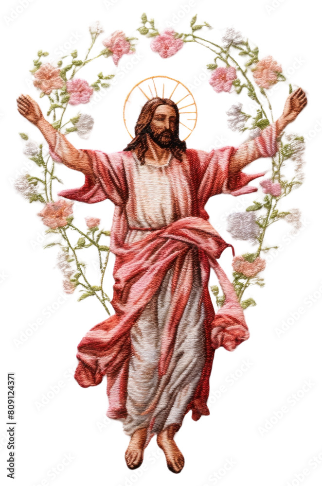 Obraz premium PNG Jesus in embroidery style art representation spirituality