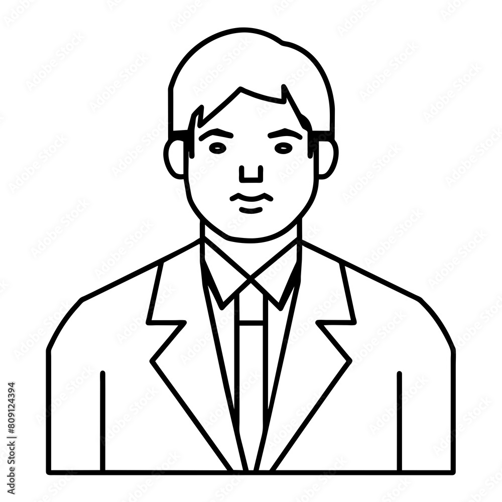 Vector Black and White User Avatar on White Background for Profile or Account, Representing Personal Identification and User Accounts