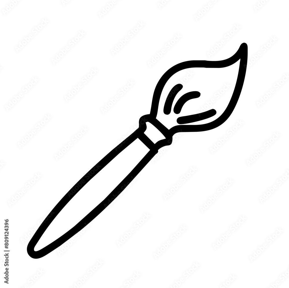 Obraz premium Vector Black and White Paintbrush Icon for Creativity or Design, Signifying Artistic Expression and Graphic Creation in Digital Platforms, isolated on a transparent background