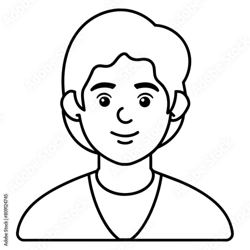 Vector Black and White User Avatar on White Background for Profile or Account, Representing Personal Identification and User Accounts