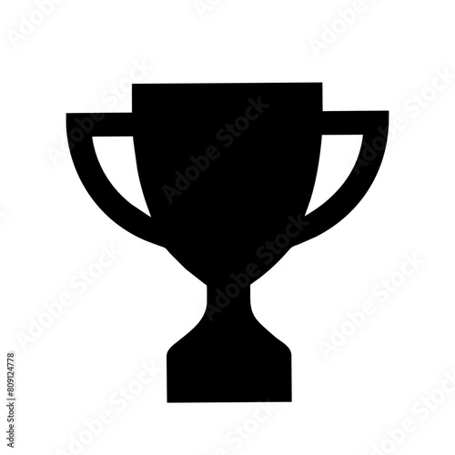 Vector Black and White Trophy Cup Icon on Transparent Background for Achievements or Success, Symbolizing Victory and Recognition in Competitions or Milestones