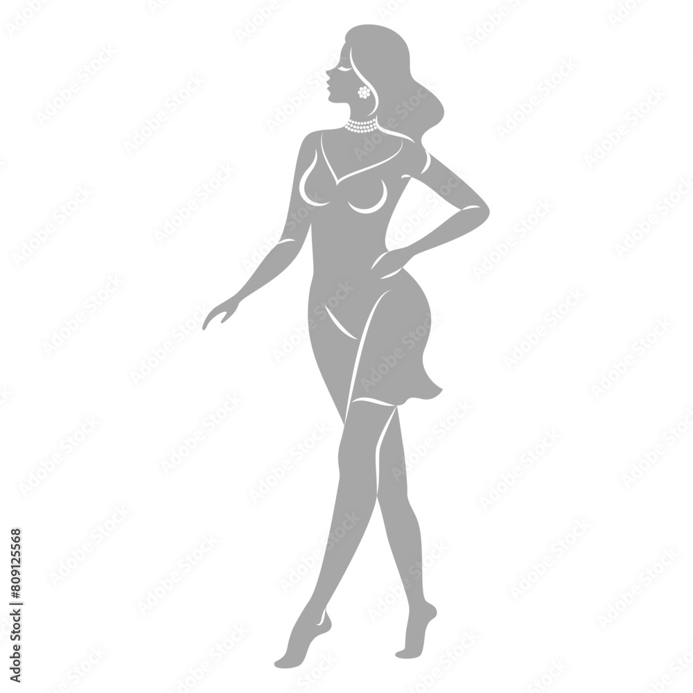Silhouette of a woman in style. The girl is slender and beautiful. Lady is suitable for aesthetic decor, posters, stickers, logo. Vector illustration Silhouette of a woman in style. The girl is slender and beautiful. Lady is suitable for aesthetic decor, posters, stickers, logo. Vector illustration