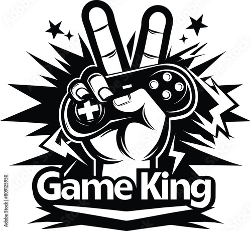 Hand gesture peace sign, game king vector illustration.