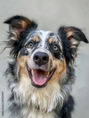 A dog with a black nose and brown and white fur is smiling © JOSEMANUEL