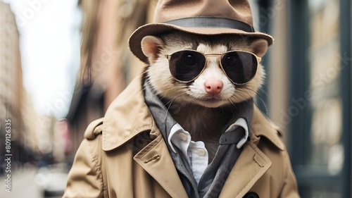 animal, wearing, suit, sungllasses, hat, sunglasses, fashion, background, portrait, pet, funny, goggles, cool, cute, face, dog, domestic, cat, looking, person, isolated, white, head, mammal, attaching