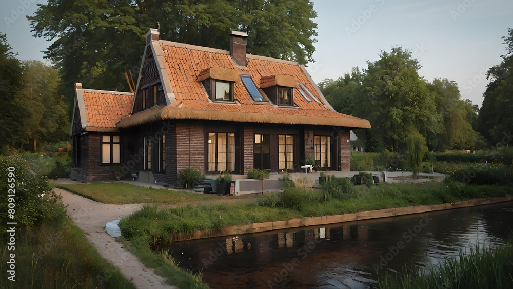 Fototapeta premium Classic House in Githeron Village in Netherlands