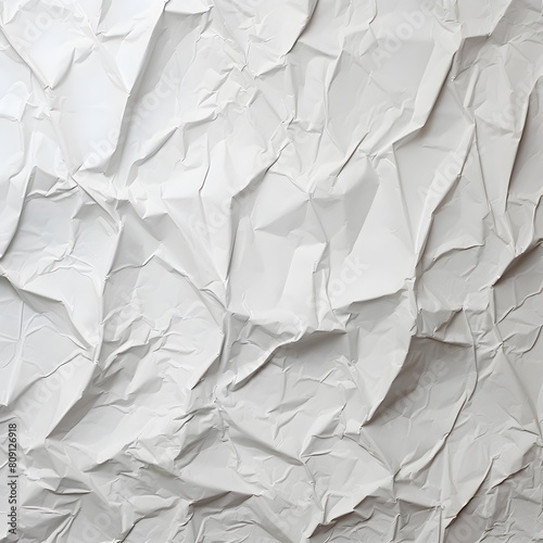 White crumpled paper background. Crumpled paper texture. Generative AI.