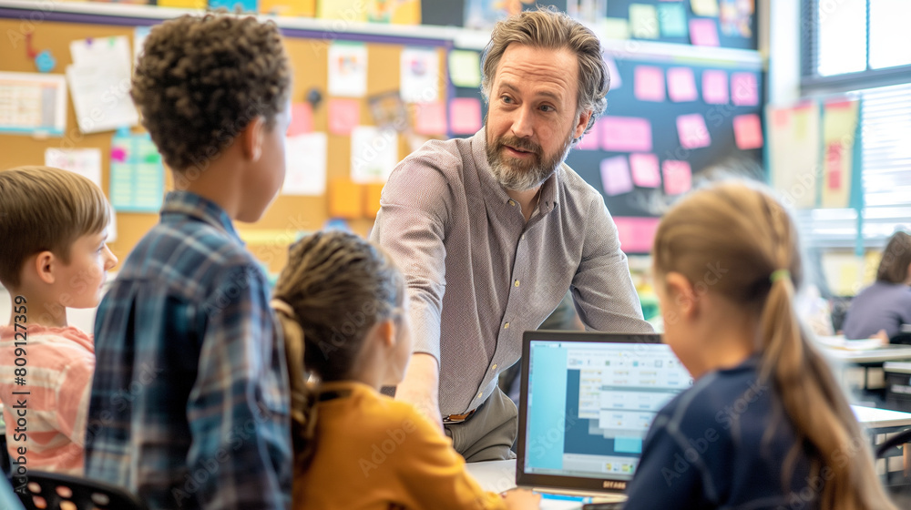 In a dynamic classroom, a teacher employs the interactive whiteboard for innovative lessons on history, music, and social studies, inspiring a passion for learning and exploration. In a dynamic classroom, a teacher employs the interactive whiteboard for innovative lessons on history, music, and social studies, inspiring a passion for learning and exploration.