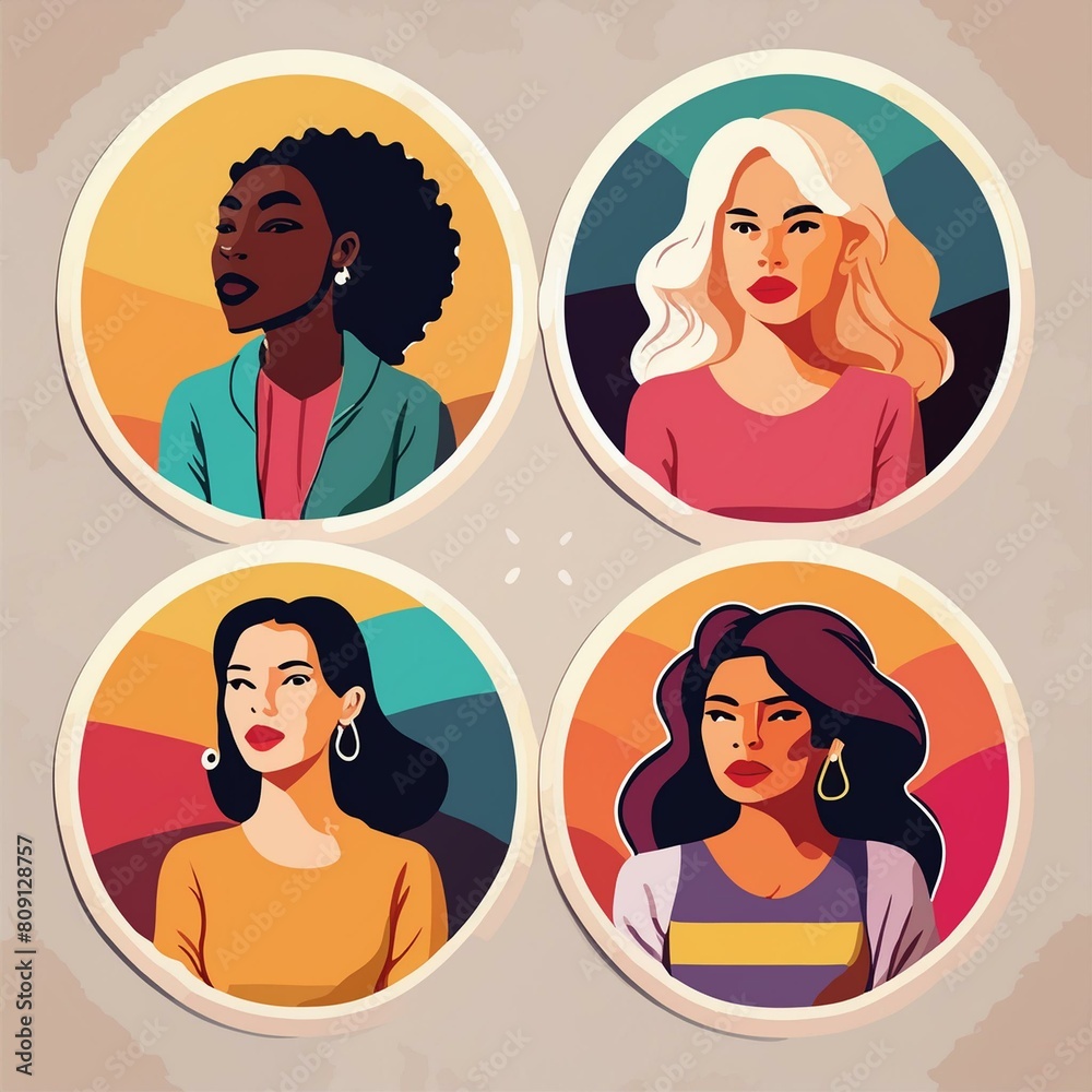 Circular Diversity Stickers featuring illustrations Circular Diversity Stickers featuring illustrations
