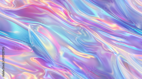 Seamless pattern. Fluid holographic swirls in pastel tones  ideal for modern abstract backgrounds or wallpapers.