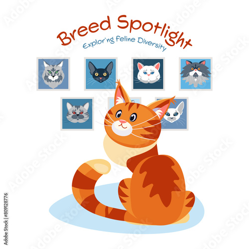 Modern vector concepts for website - feline breed diversity (ID: 809128776)