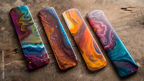 a wonderful, unique bookmark, made of epoxy resin. No two are the same, so it can be a perfectly personalized gift. Generated by AI