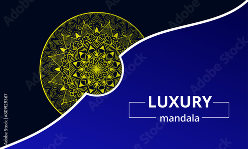 Creative Decorative Mandala Background Design.With Golden Arabesque Pattern.
