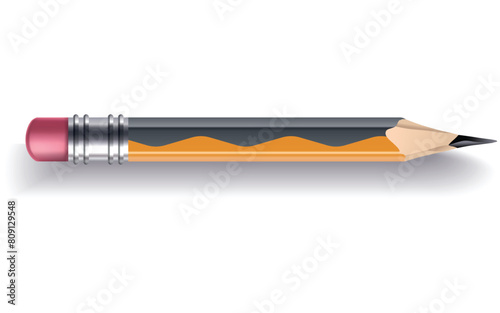 Pencil mockup realistic. Colored wooden graphite pencil. School office stationery, creative design vector bright item